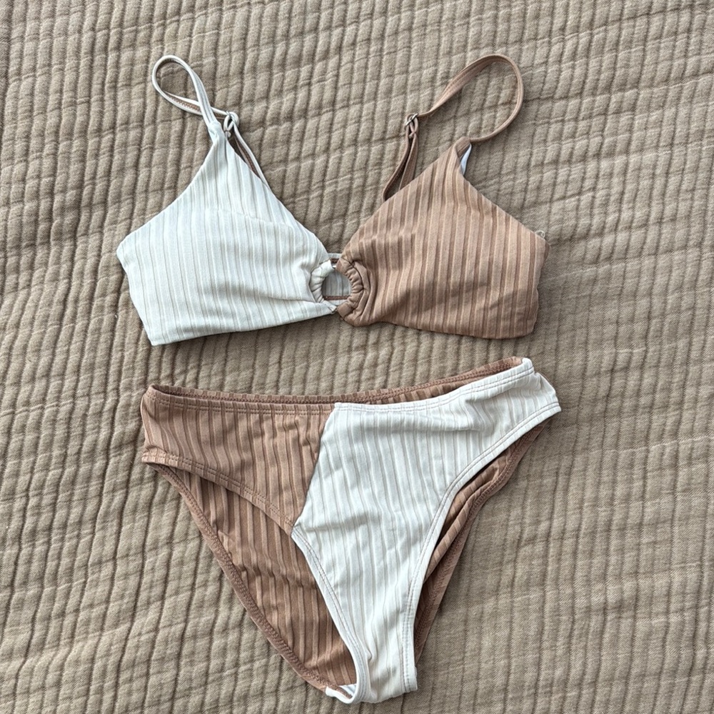 Two-Tone Ribbed Bikini Set Teen 12-13